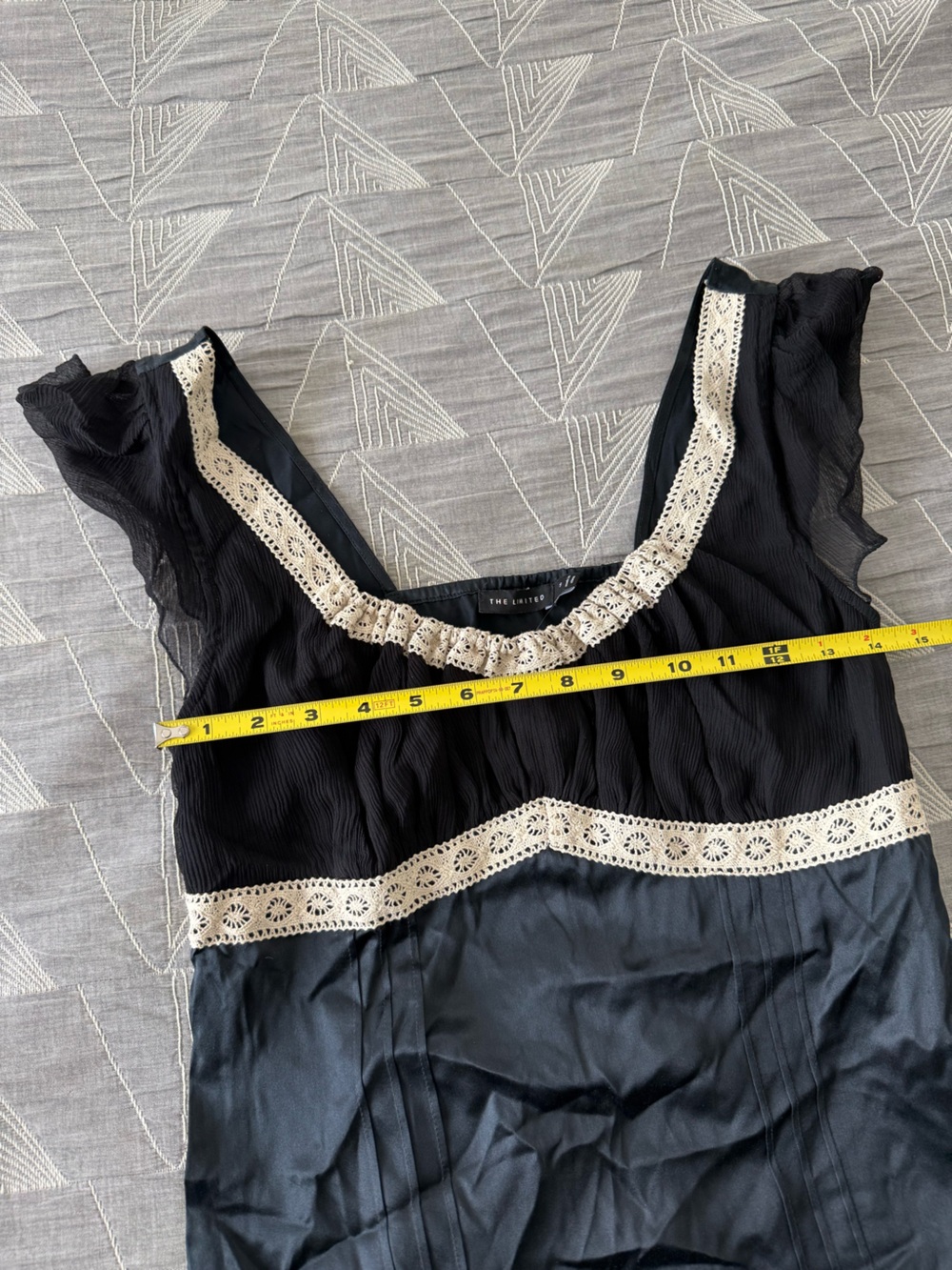 The Limited Vintage Y2K Silk Black Short Sleeve Babydoll Whimsigoth Blouse NWT - Picture 10 of 12